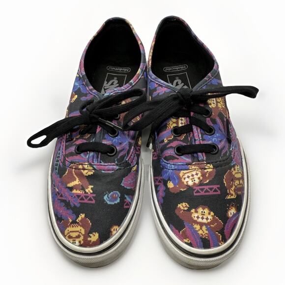Vans x Nintendo Donkey Kong Authentic Sneakers Black Pixel Print Size 5M/6.5W - Picture 1 of 9